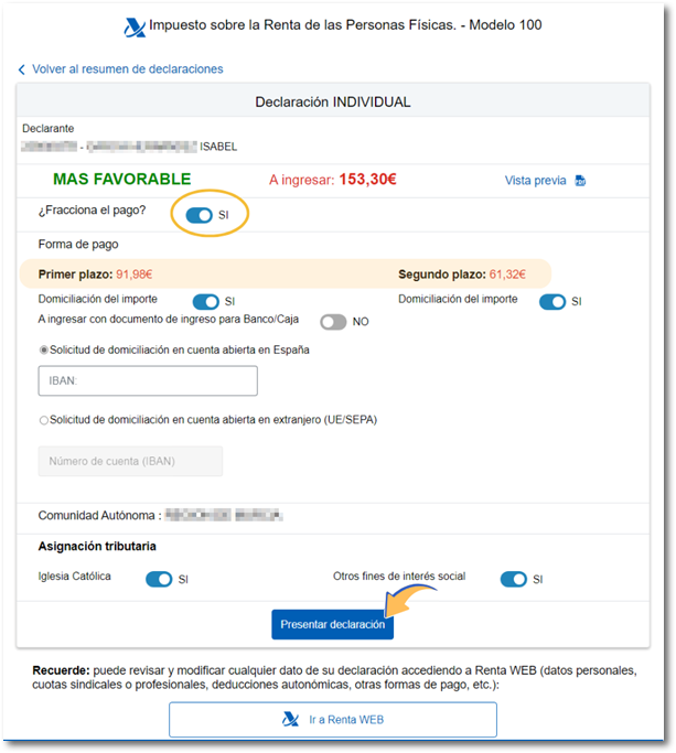 Pago fraccionado
